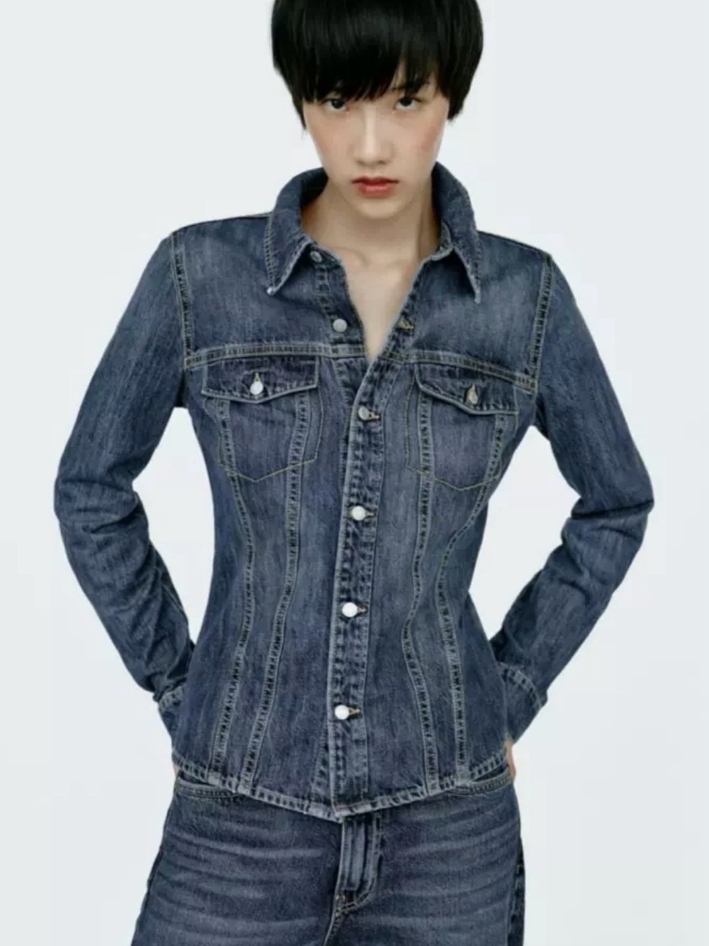 NEW Zara TRF Fitted Denim Shirt Size: Medium | REF 2569/271
